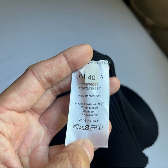 EVANGELIE SMYRNIOTAKI x AMOTEA black bodycon rib knit long sleeve midi maxi - Picture 6 of 6